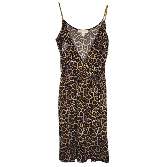 Michael Kors Dresses & Skirts - Michael Michael Kors Animal Print Dress Size Small gold chain straps